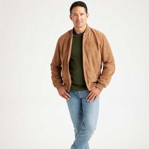 QUINCE 100% Suede Harrington Jacket Mens Size L Color Brown